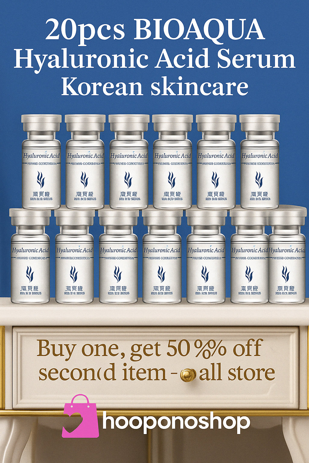 BIOAQUA Hyaluronic Acid 20pcs Ampoule Set – Deep Hydration & Radiance