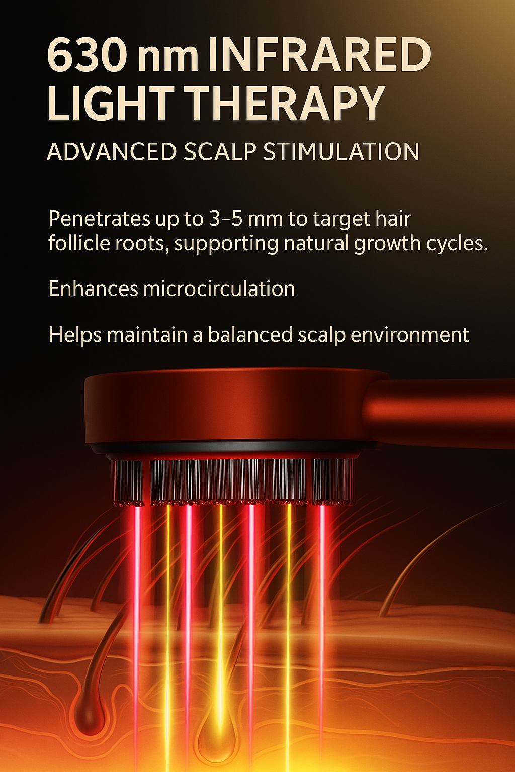 Red Light Hair Growth Comb with Scalp Massage