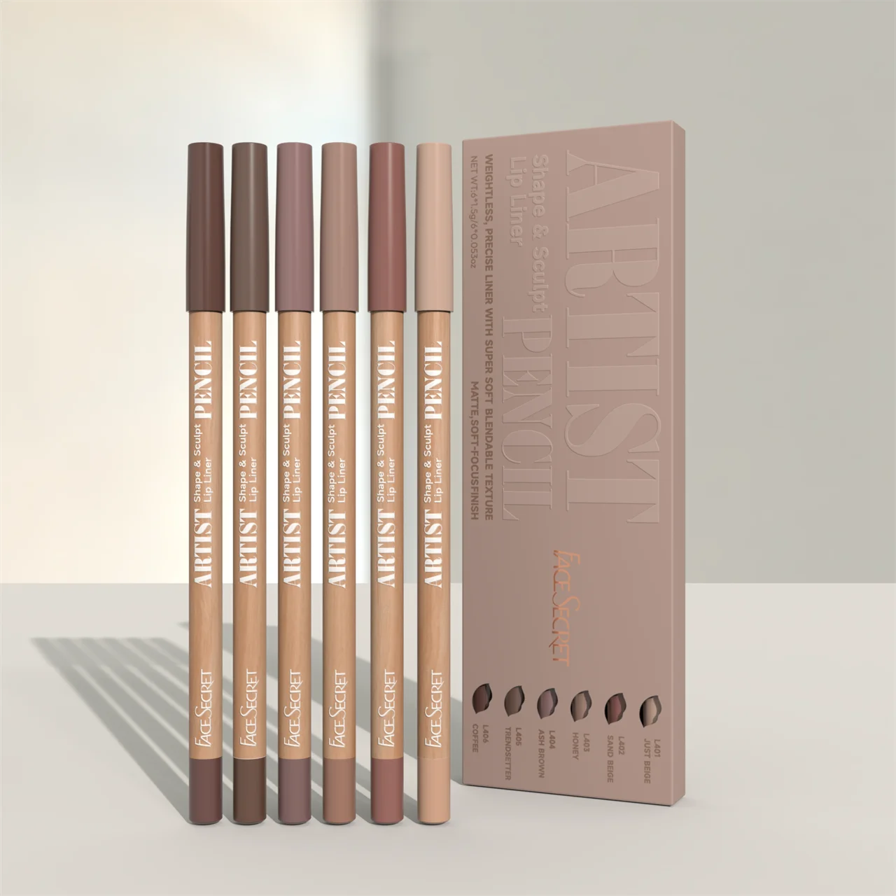 Face Secret™ Artist Shape & Sculpt Lip Liner Pencil Set – Velvety Matte Precision
