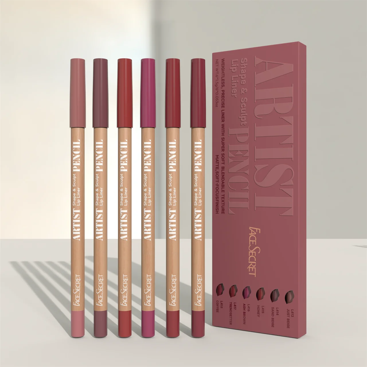 Face Secret™ Artist Shape & Sculpt Lip Liner Pencil Set – Velvety Matte Precision