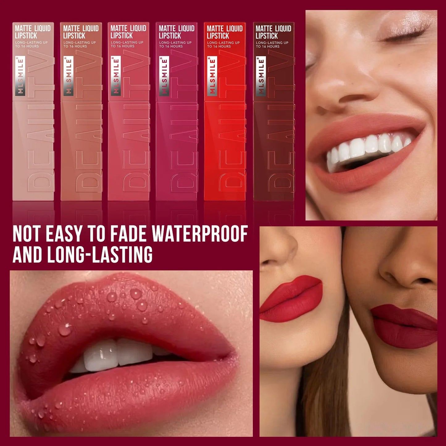 MLSMILE Velvet Matte Lipstick Set – 6 Colours, Long-Lasting & Transfer-Proof