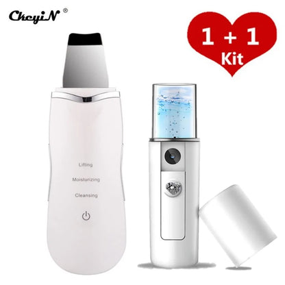 🔥 Ultrasonic Skin Scrubber + Nano Face Mist Steamer – The Ultimate 2-in-1 Skincare Revolution!