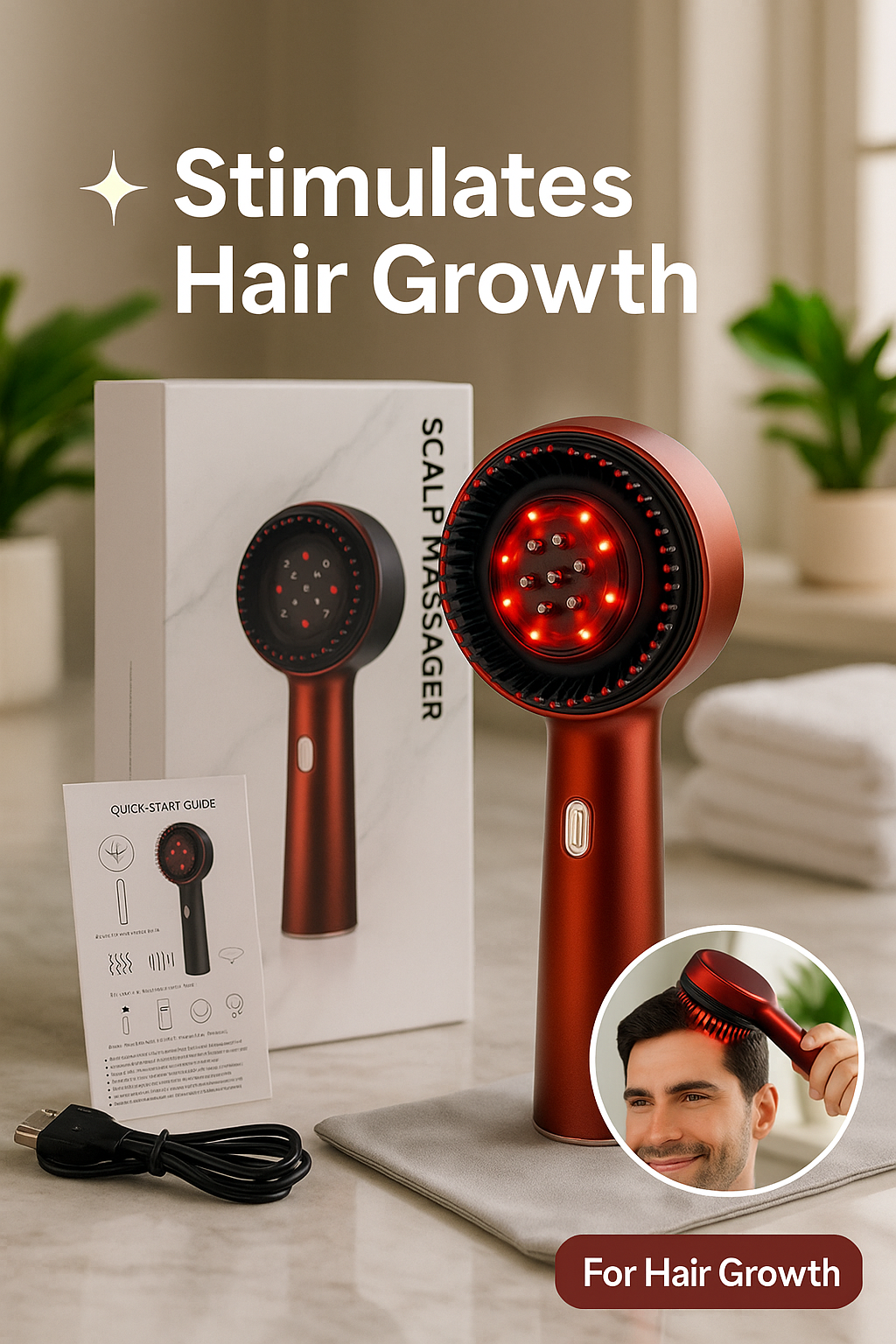 Red Light Hair Growth Comb with Scalp Massage