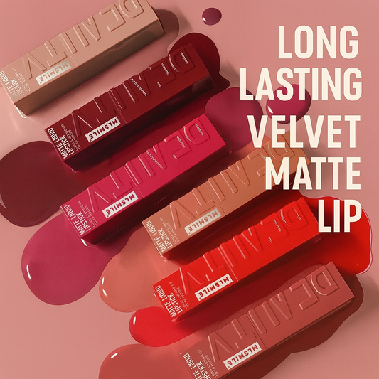 MLSMILE Velvet Matte Lipstick Set – 6 Colours, Long-Lasting & Transfer-Proof
