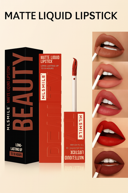 MLSMILE Velvet Matte Lipstick Set – 6 Colours, Long-Lasting & Transfer-Proof
