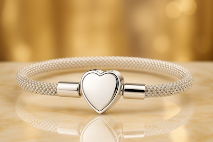 Timeless Love – Sterling Silver Heart Bangle