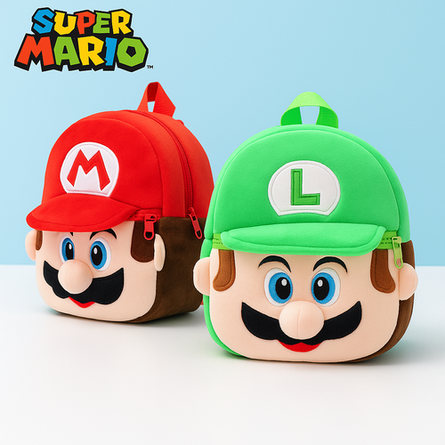 Mochila de Pelúcia Super Mario – Mochila Infantil Fofa e Macia com Design 3D