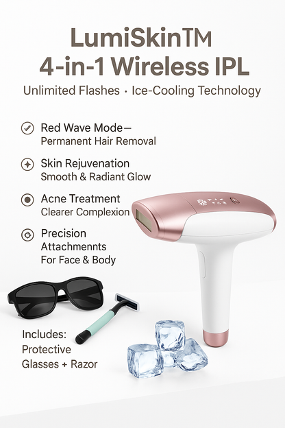 4-in-1 Wireless IPL Handset with Ice-Cooling & Unlimited Flashes