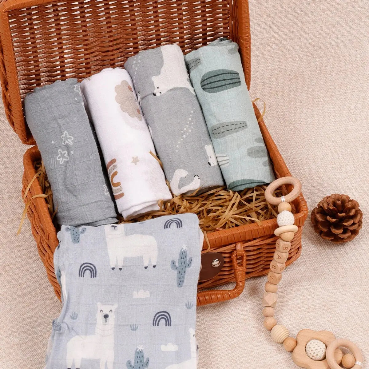 🍼 Ultra-Soft Bamboo Cotton Baby Burp Cloths – Gentle & Absorbent! 👶✨