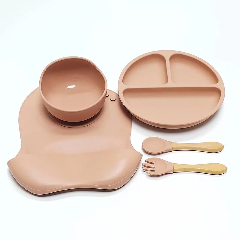 🍽️ 5-Piece Silicone Dinner Set – Stress-Free Mealtime for Kids! 👶✨