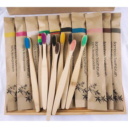 🌿 30pcs Eco-Friendly Bamboo Toothbrush Set – Sustainable & Gentle on Teeth! ✨