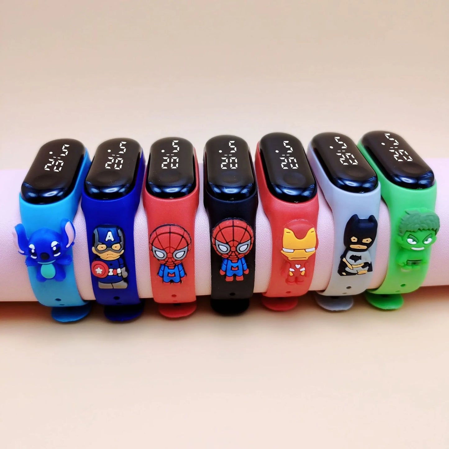 Kids’ Digital LED Watch – Cartoon Marvel Heroes, Waterproof & Fun Gift