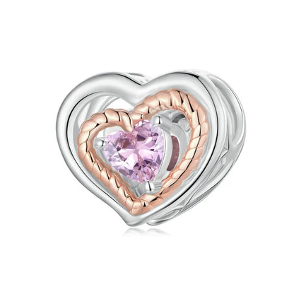 925 Sterling Silver Rose Flower Tree of Life Heart Charm