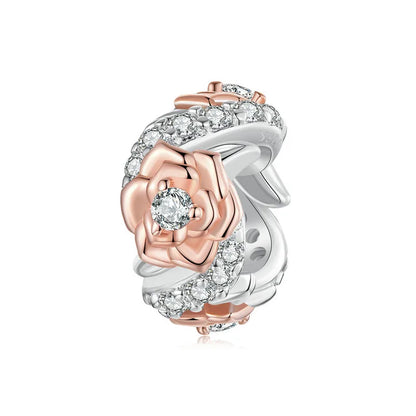 925 Sterling Silver Rose Flower Tree of Life Heart Charm