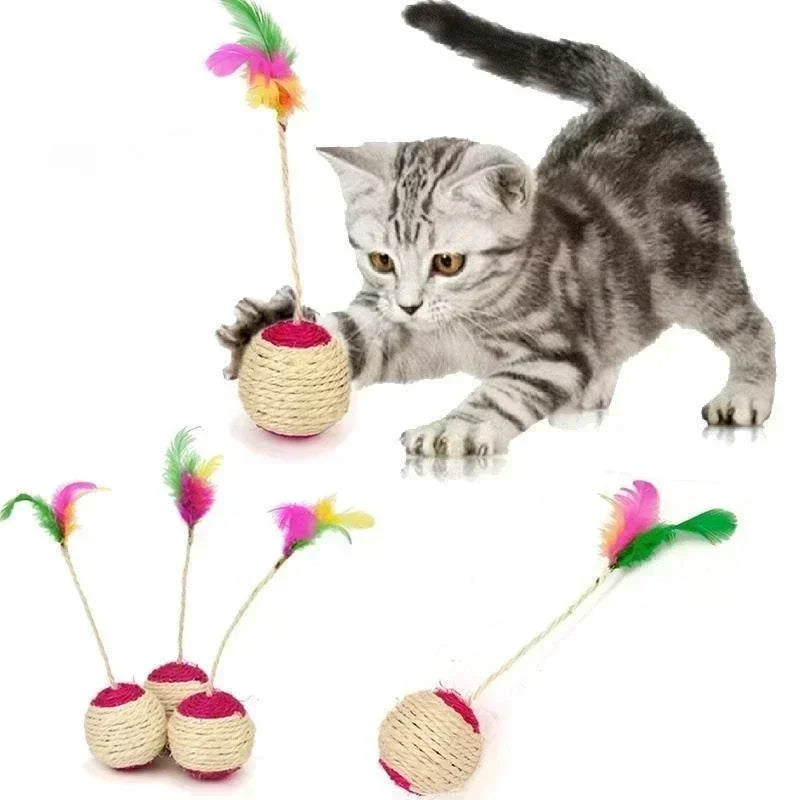 Scratch &amp; Play: Juguete para gatos de sisal con plumas