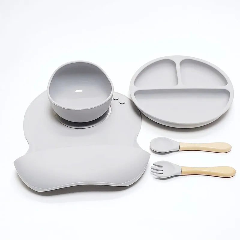 🍽️ 5-Piece Silicone Dinner Set – Stress-Free Mealtime for Kids! 👶✨