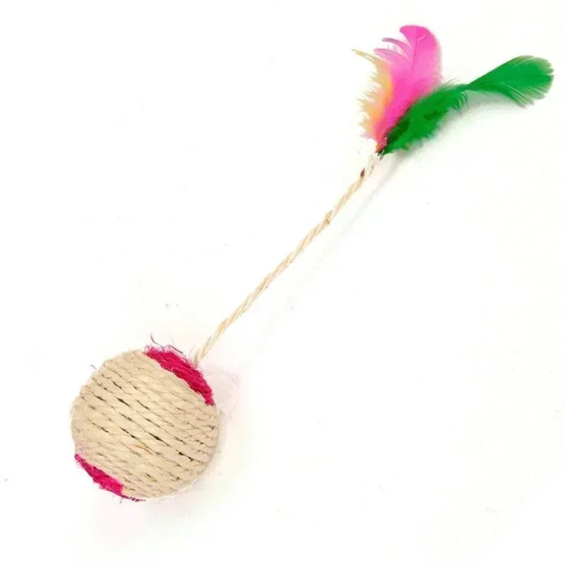 Scratch & Play: Sisal Cat Toy with Feathers