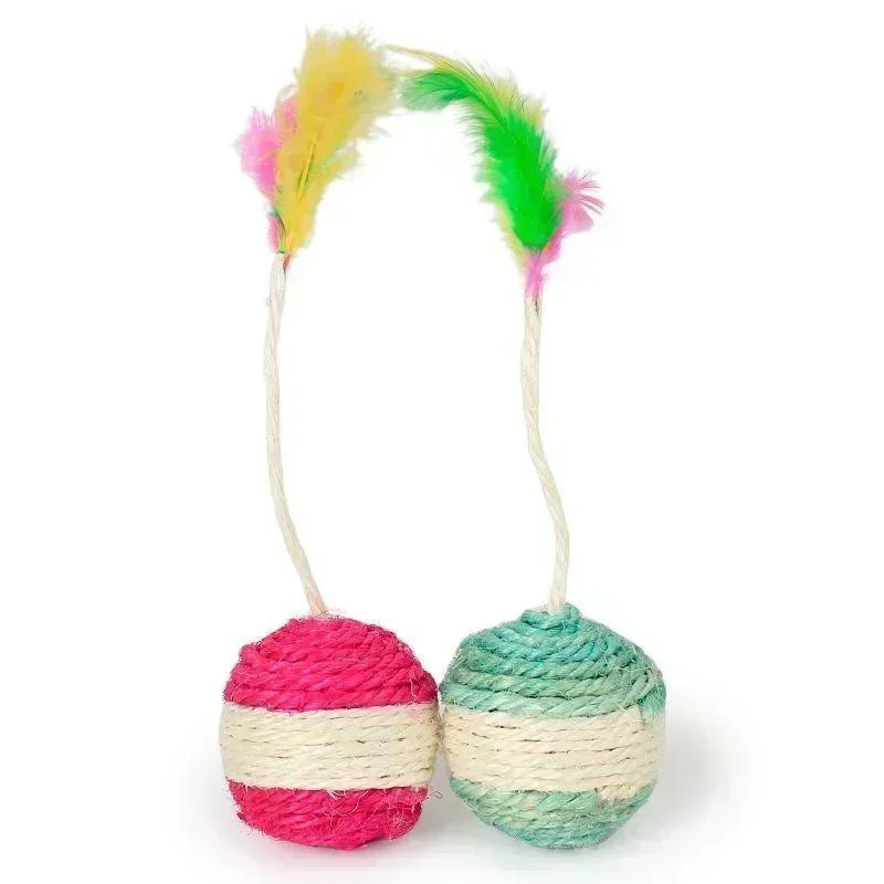 Scratch &amp; Play: Juguete para gatos de sisal con plumas