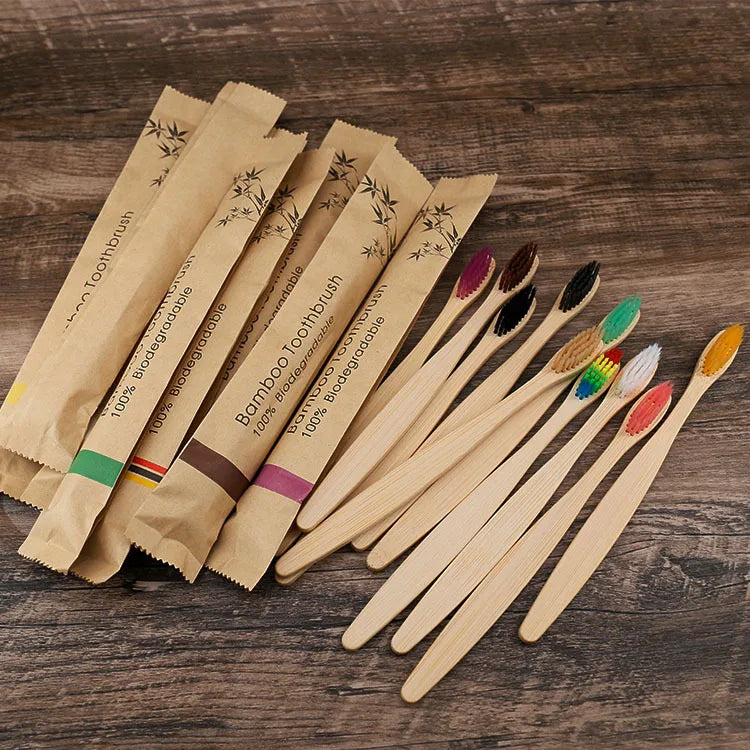 🌿 30pcs Eco-Friendly Bamboo Toothbrush Set – Sustainable & Gentle on Teeth! ✨