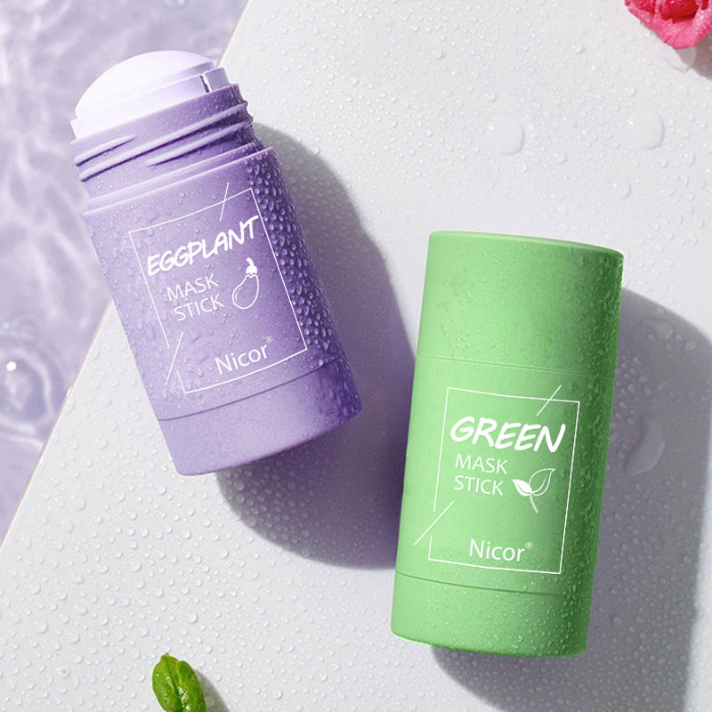 🍵 Green Tea &amp; Eggplant Clay Mask Stick – Purify, Brighten &amp; Control Oil! ✨