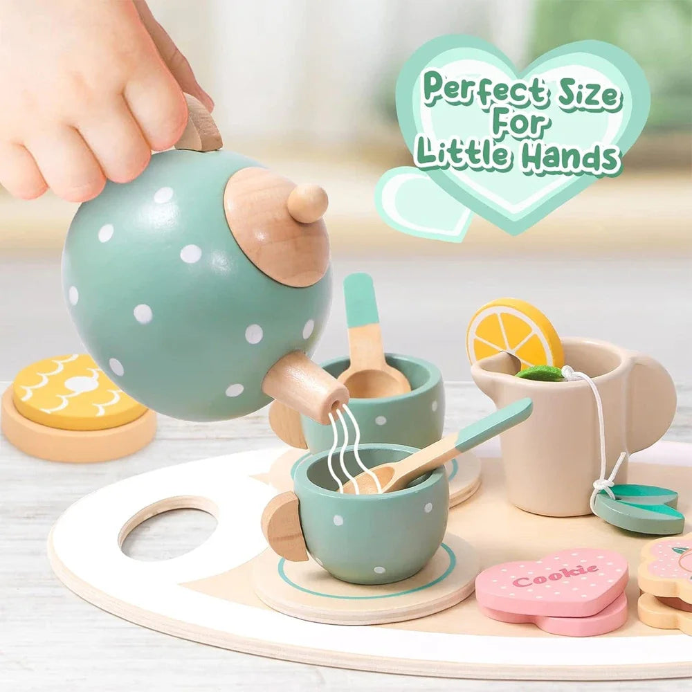 🍵 Wooden Tea Party Playset – A Magical Tea Time for Kids! 🎀✨