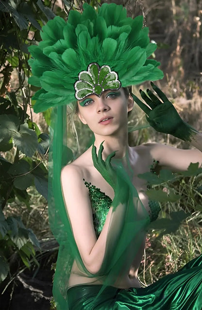 Perfect Carnival Feather Headpiece Christmas Showgirl Headband Headpiece 1920s Vintage Gatsby Party Charleston Feather Headdress