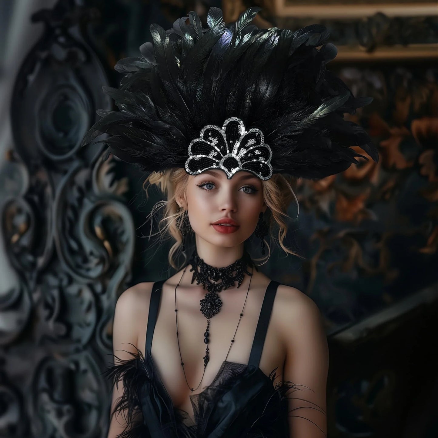 Perfect Carnival Feather Headpiece Christmas Showgirl Headband Headpiece 1920s Vintage Gatsby Party Charleston Feather Headdress
