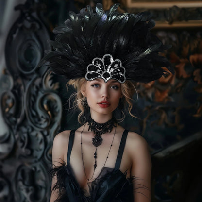 Perfect Carnival Feather Headpiece Christmas Showgirl Headband Headpiece 1920s Vintage Gatsby Party Charleston Feather Headdress