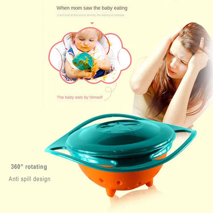 🍽️ No More Mess – 360° Spill-Proof Gyro Bowl for Babies &amp; Toddlers! 👶✨