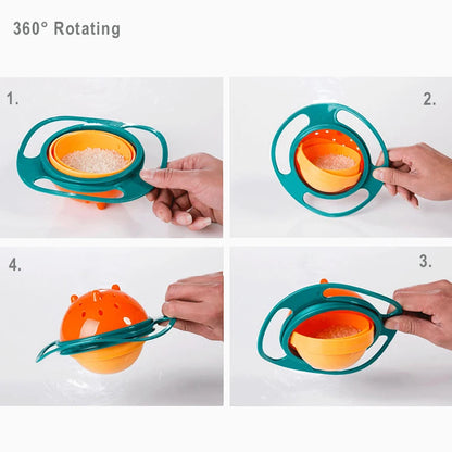 🍽️ No More Mess – 360° Spill-Proof Gyro Bowl for Babies &amp; Toddlers! 👶✨