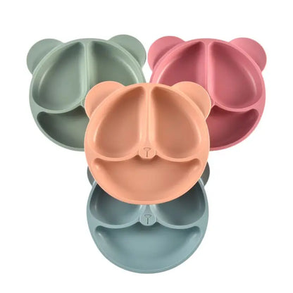 🐻 Adorable Bear-Shaped Silicone Suction Plate – Mess-Free Mealtime for Babies! 👶✨