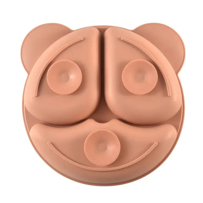 🐻 Adorable Bear-Shaped Silicone Suction Plate – Mess-Free Mealtime for Babies! 👶✨