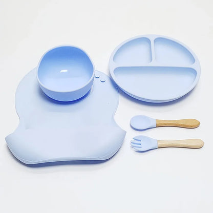 🍽️ 5-Piece Silicone Dinner Set – Stress-Free Mealtime for Kids! 👶✨