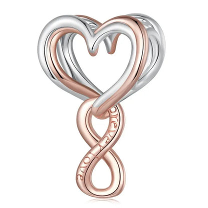 925 Sterling Silver Rose Flower Tree of Life Heart Charm