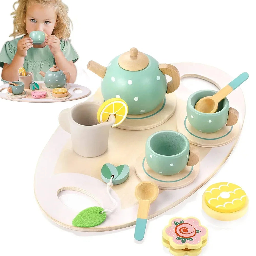 🍵 Wooden Tea Party Playset – A Magical Tea Time for Kids! 🎀✨