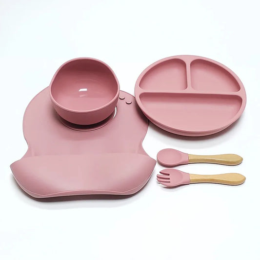 🍽️ 5-Piece Silicone Dinner Set – Stress-Free Mealtime for Kids! 👶✨