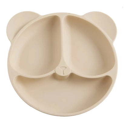 🐻 Adorable Bear-Shaped Silicone Suction Plate – Mess-Free Mealtime for Babies! 👶✨