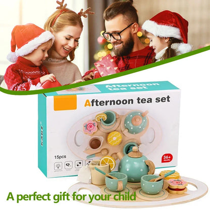 🍵 Wooden Tea Party Playset – A Magical Tea Time for Kids! 🎀✨