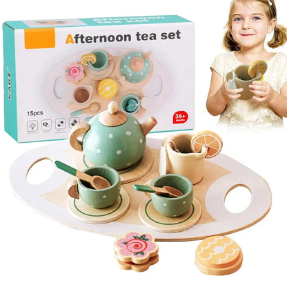 🍵 Wooden Tea Party Playset – A Magical Tea Time for Kids! 🎀✨