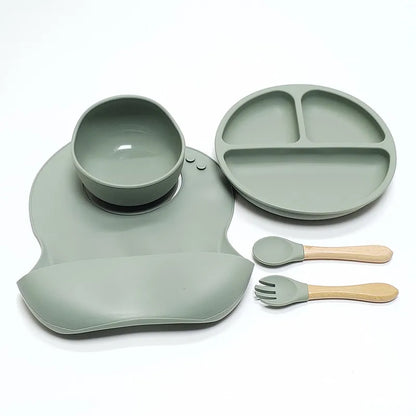 🍽️ 5-Piece Silicone Dinner Set – Stress-Free Mealtime for Kids! 👶✨