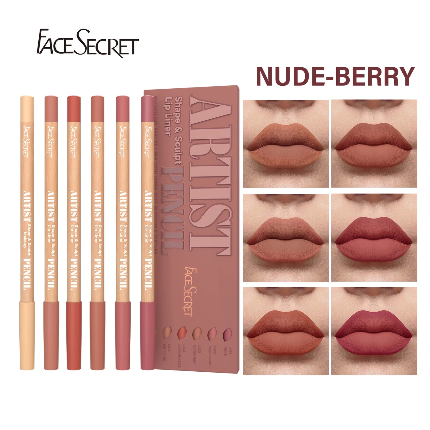 Face Secret™ Artist Shape & Sculpt Lip Liner Pencil Set – Velvety Matte Precision