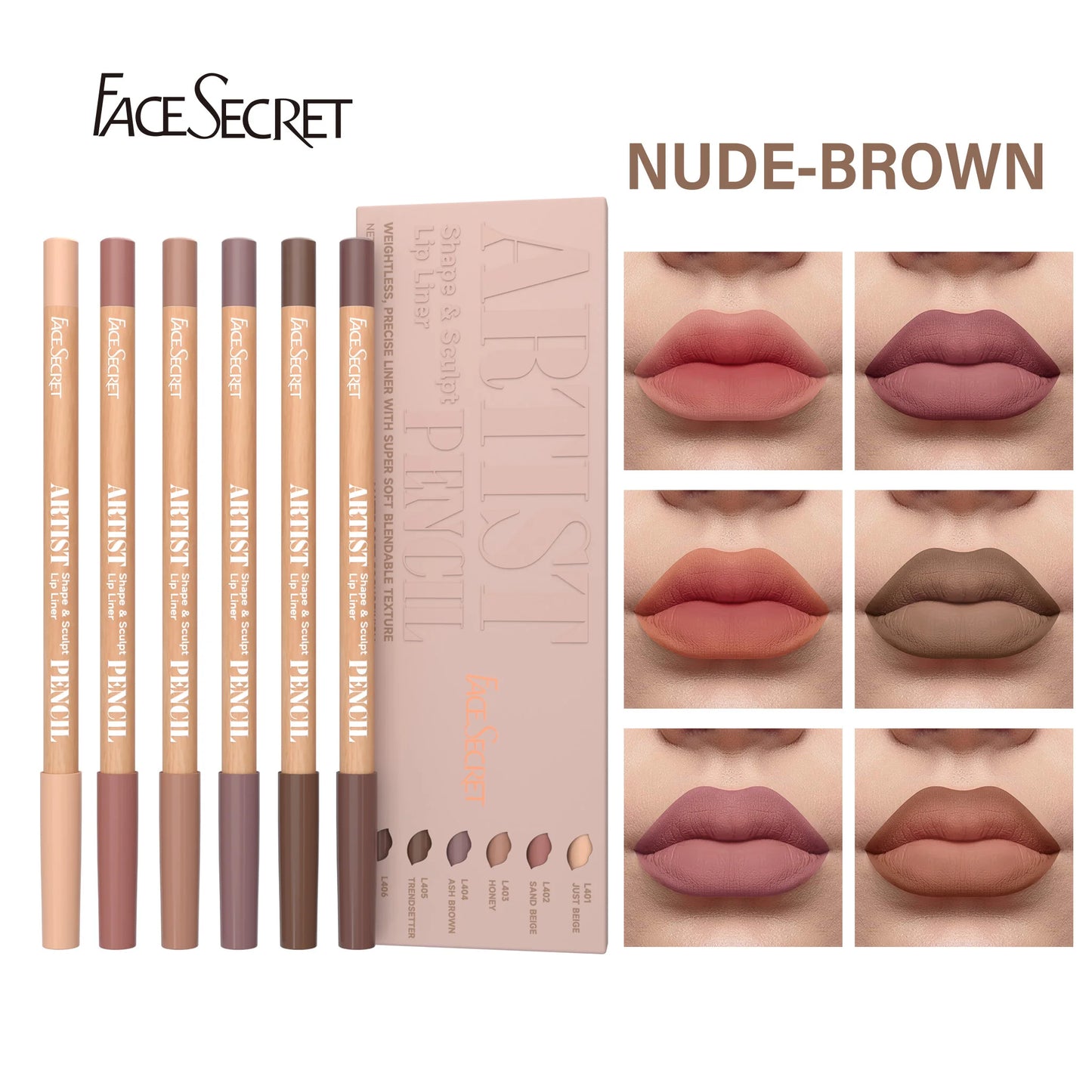 Face Secret™ Artist Shape & Sculpt Lip Liner Pencil Set – Velvety Matte Precision