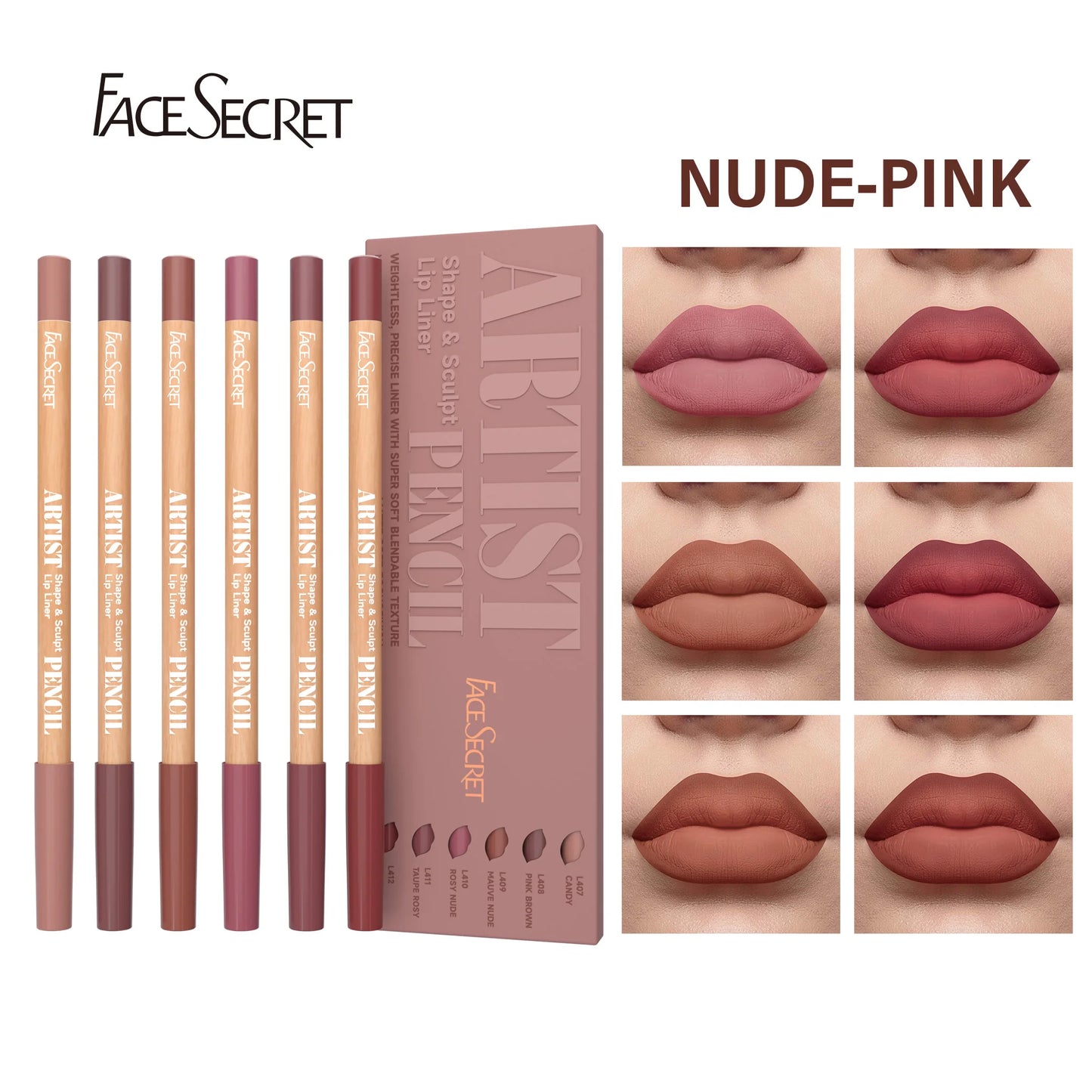 Face Secret™ Artist Shape & Sculpt Lip Liner Pencil Set – Velvety Matte Precision