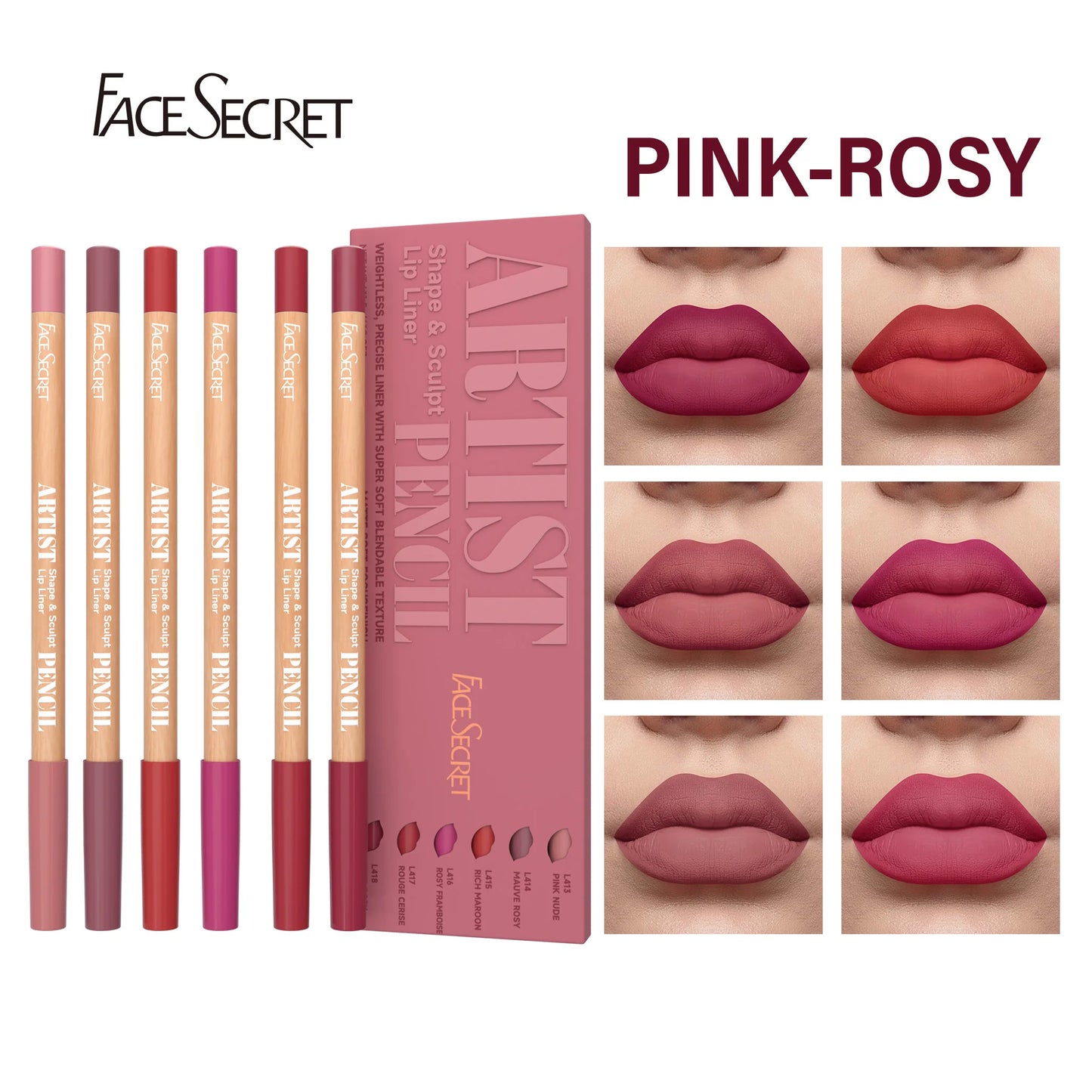 Face Secret™ Artist Shape & Sculpt Lip Liner Pencil Set – Velvety Matte Precision