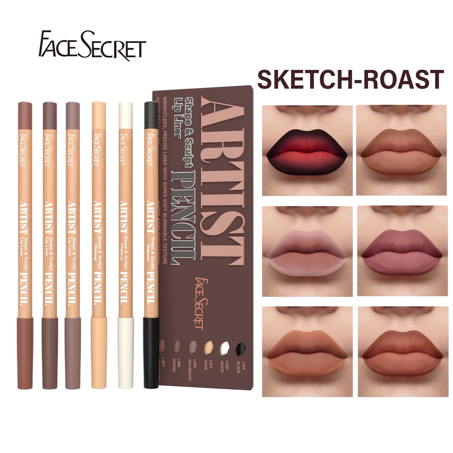 Face Secret™ Artist Shape & Sculpt Lip Liner Pencil Set – Velvety Matte Precision