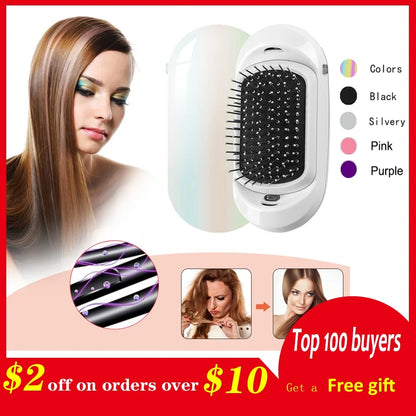 ✨ Ionic Electric Hairbrush – Frizz-Free, Shiny Hair On the Go!